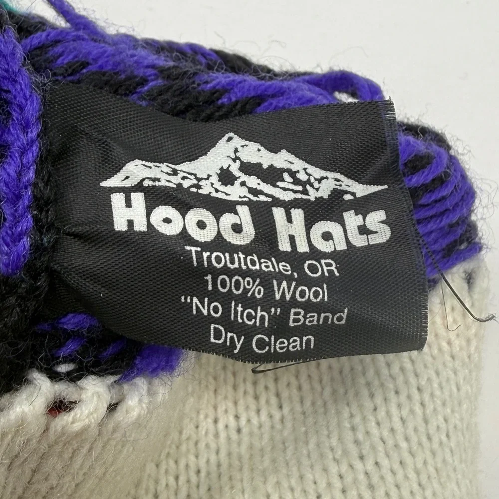 Hood Hats 100% Wool Peruvian Beanie Reindeer Fair Isle Earflap Hat Purple Size S
